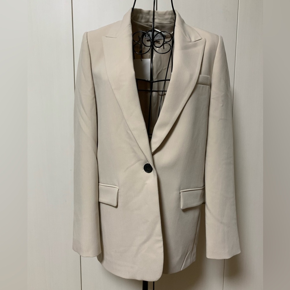 BNWT Zara Cream Blazer with Notched Lapels Sz XS